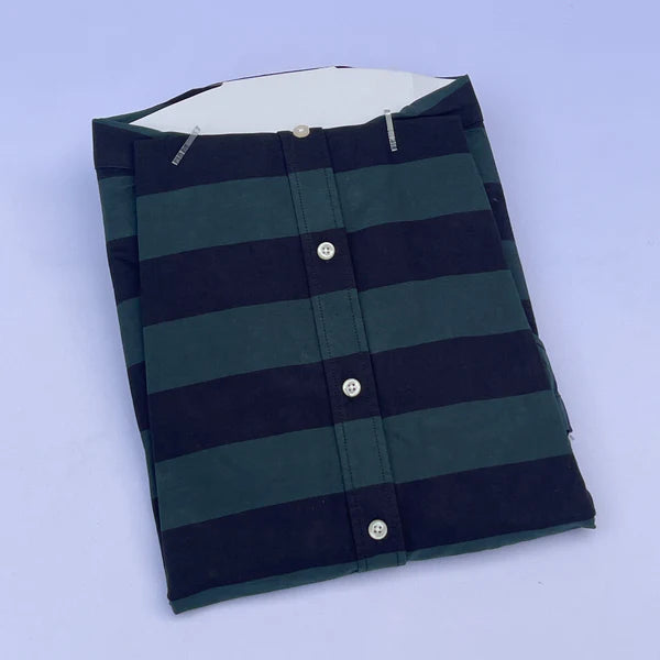 Men's Forest Green Wide Stripe Oxford Shirt