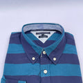 Men's Teal Blue & Navy Wide Stripe Oxford Shirt