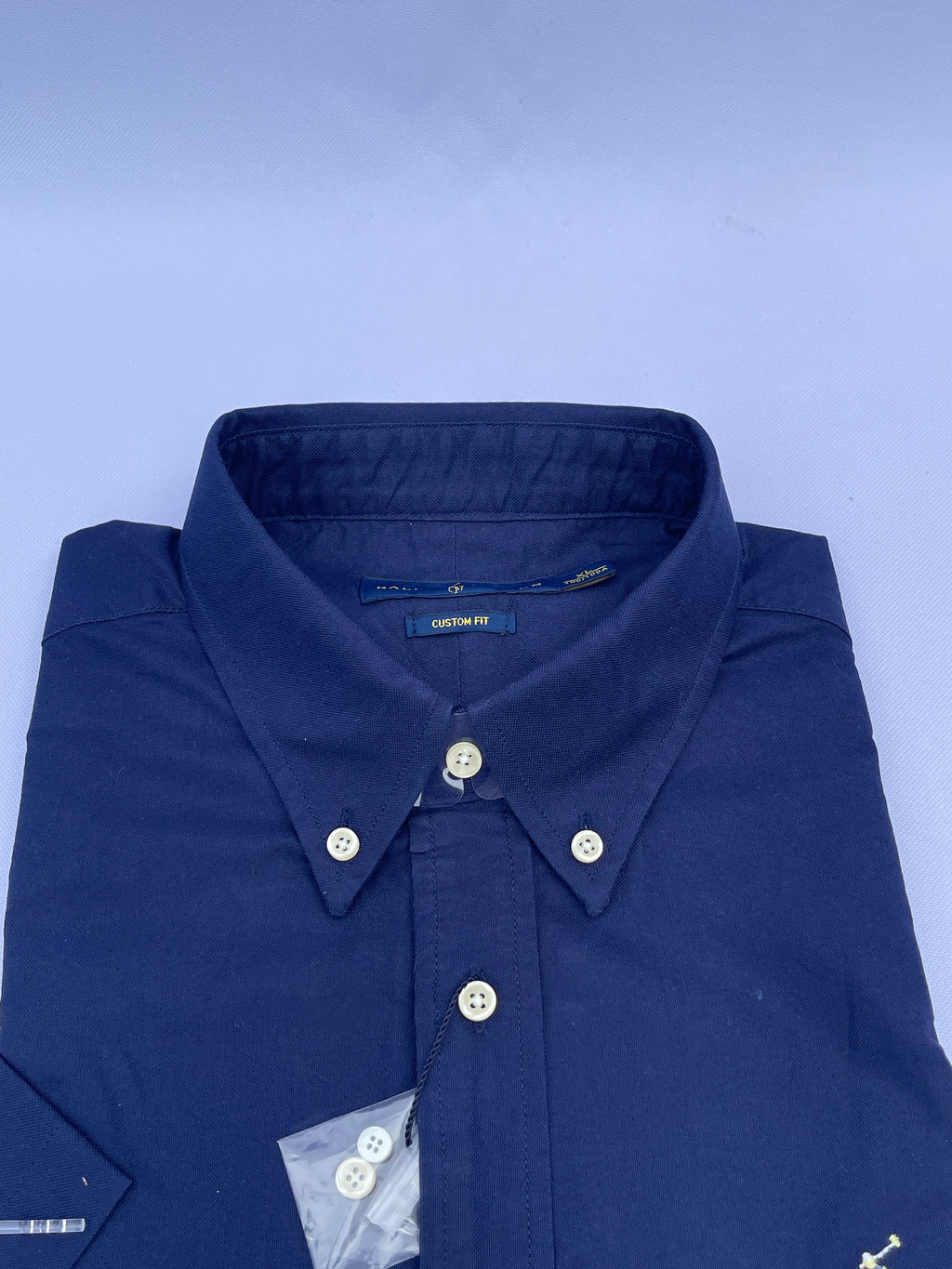 Navy Blue Short-Sleeve Cotton Shirt