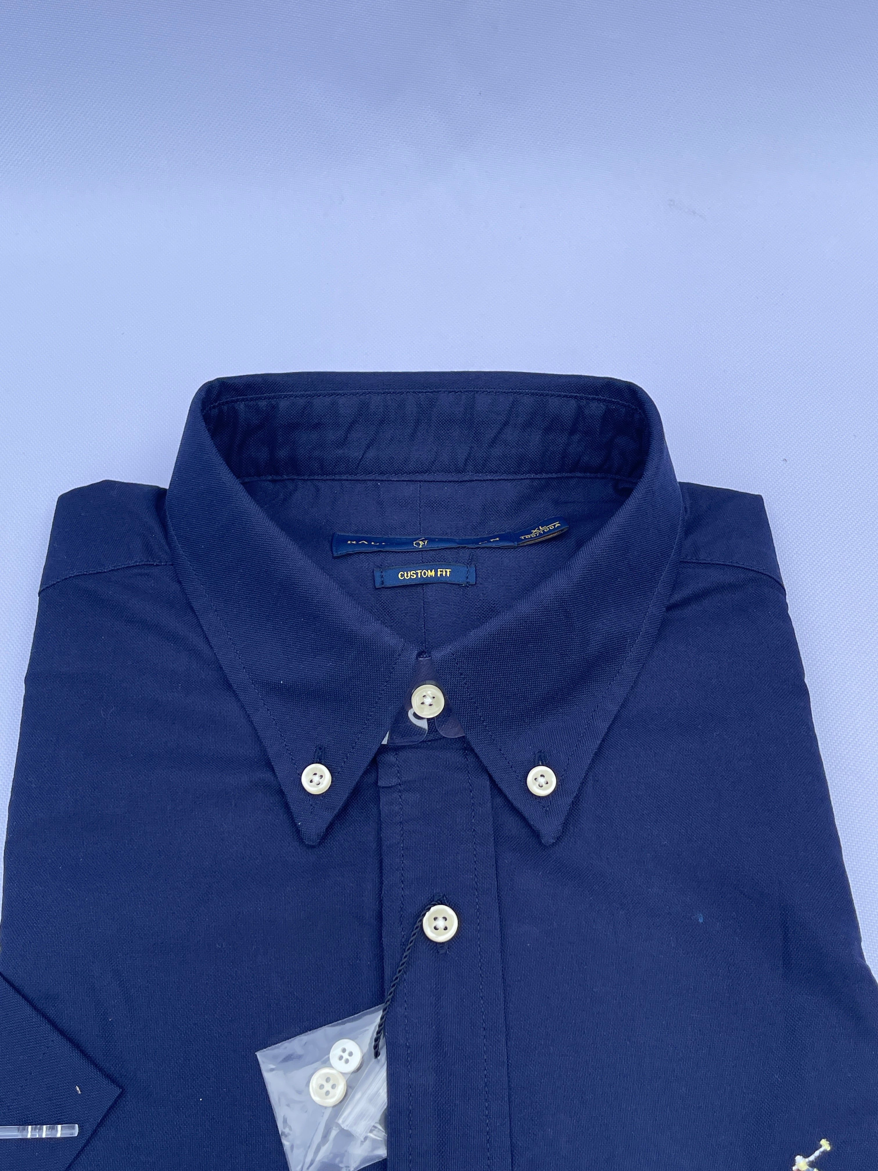 Navy Blue Short-Sleeve Cotton Shirt