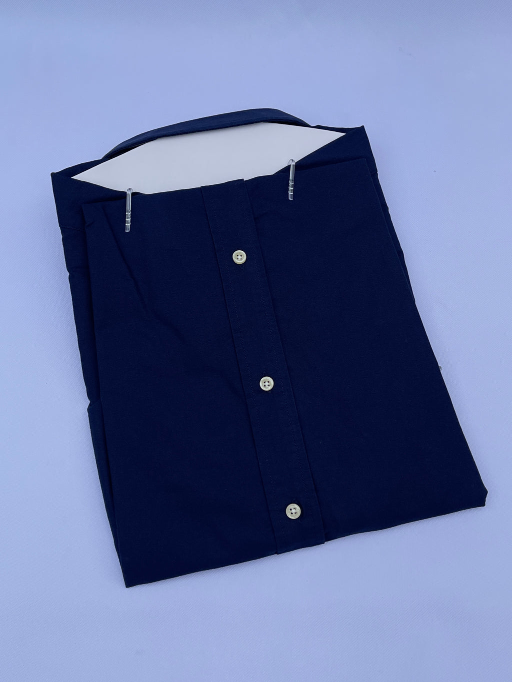 Navy Blue Short-Sleeve Cotton Shirt