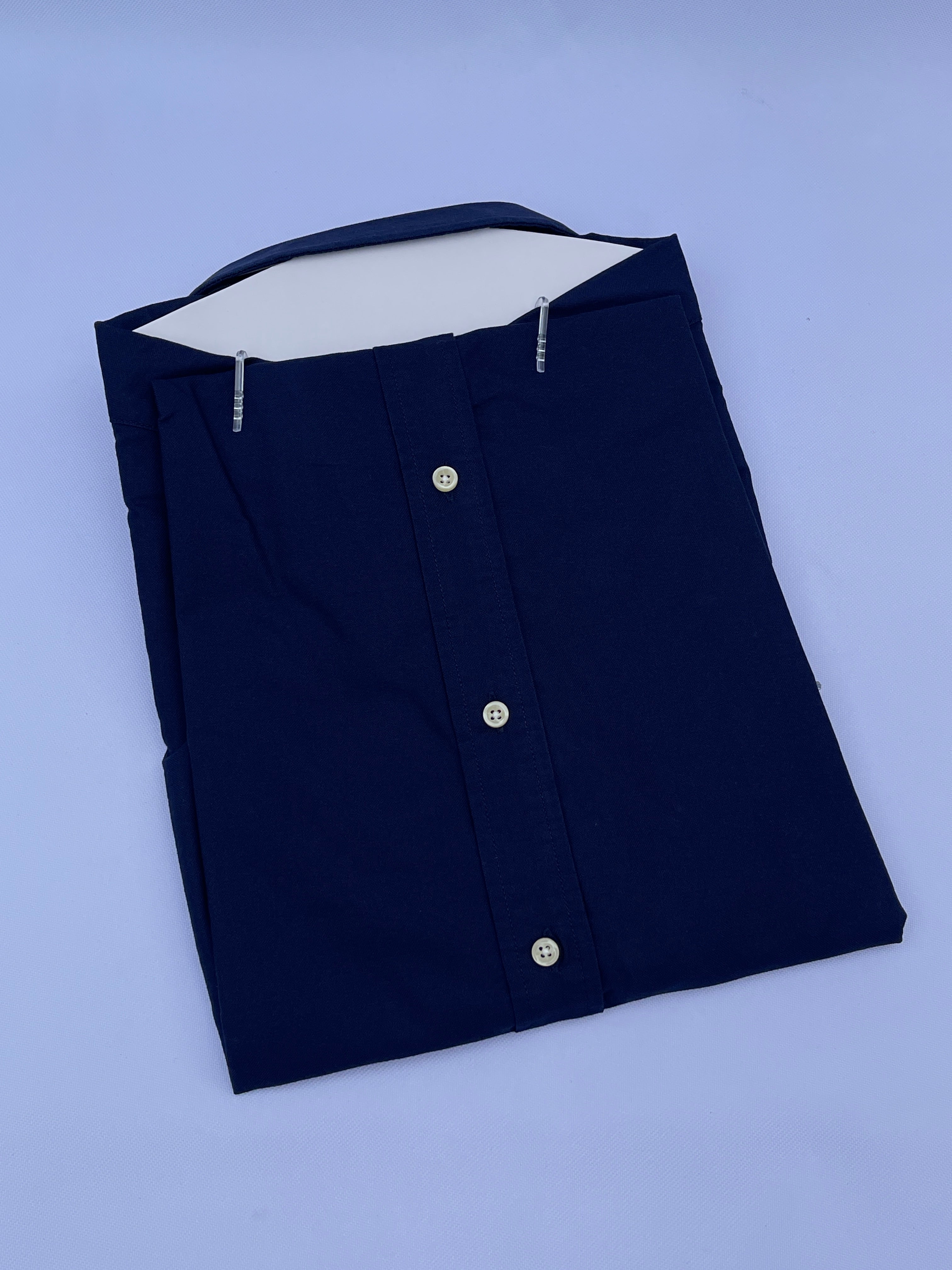 Navy Blue Short-Sleeve Cotton Shirt