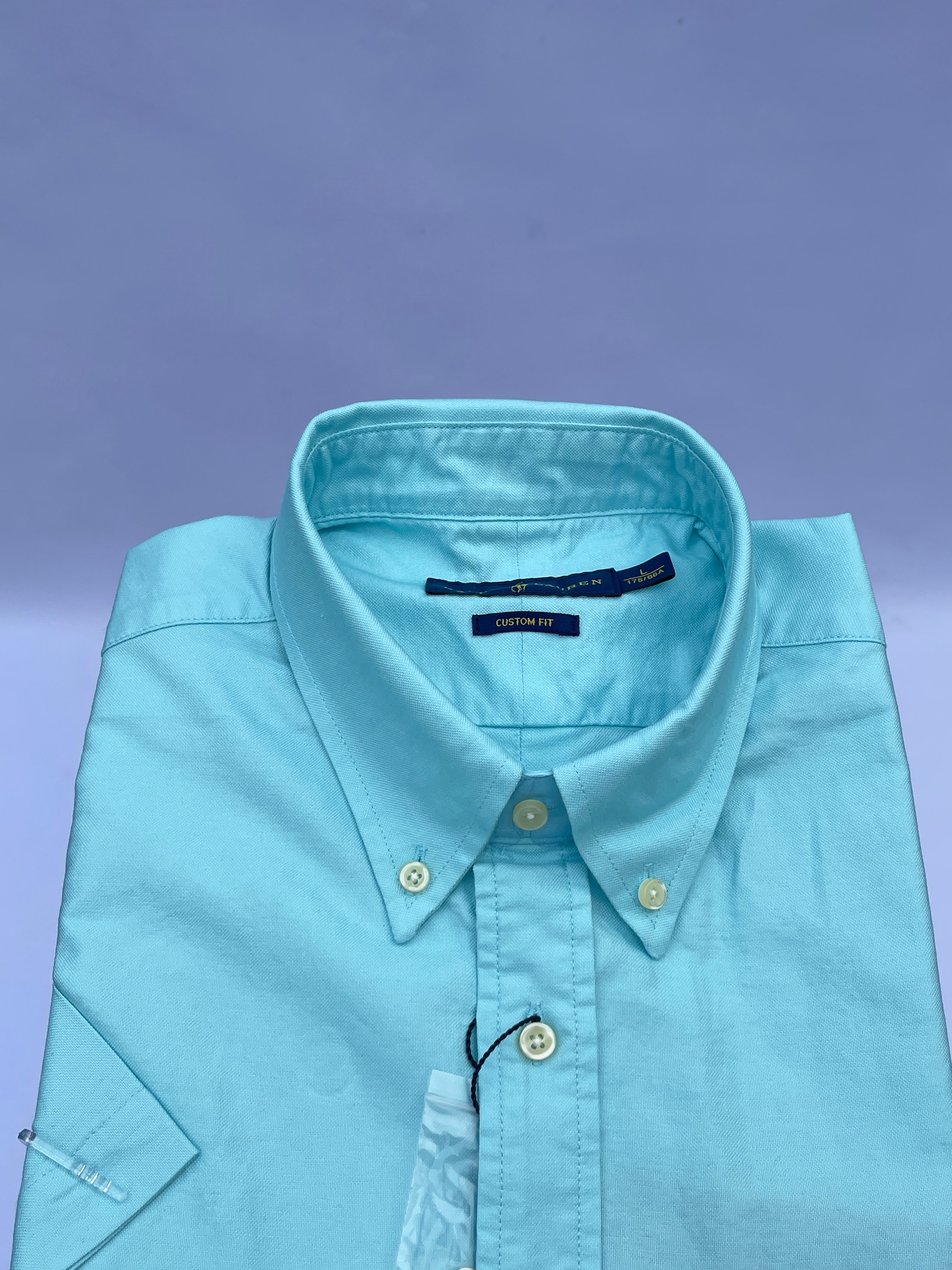 Mint Green Short-Sleeve Cotton Shirt
