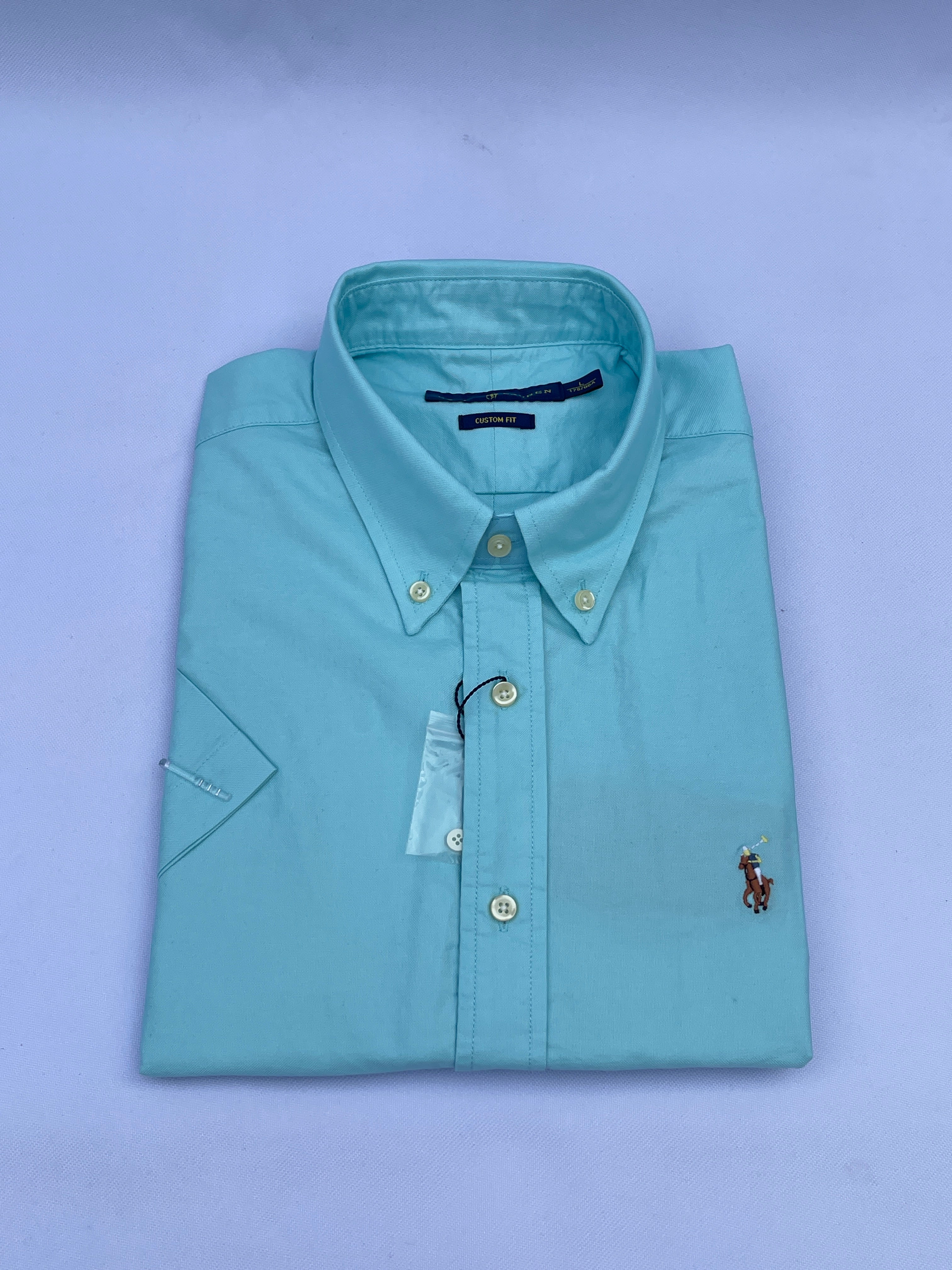 Mint Green Short-Sleeve Cotton Shirt