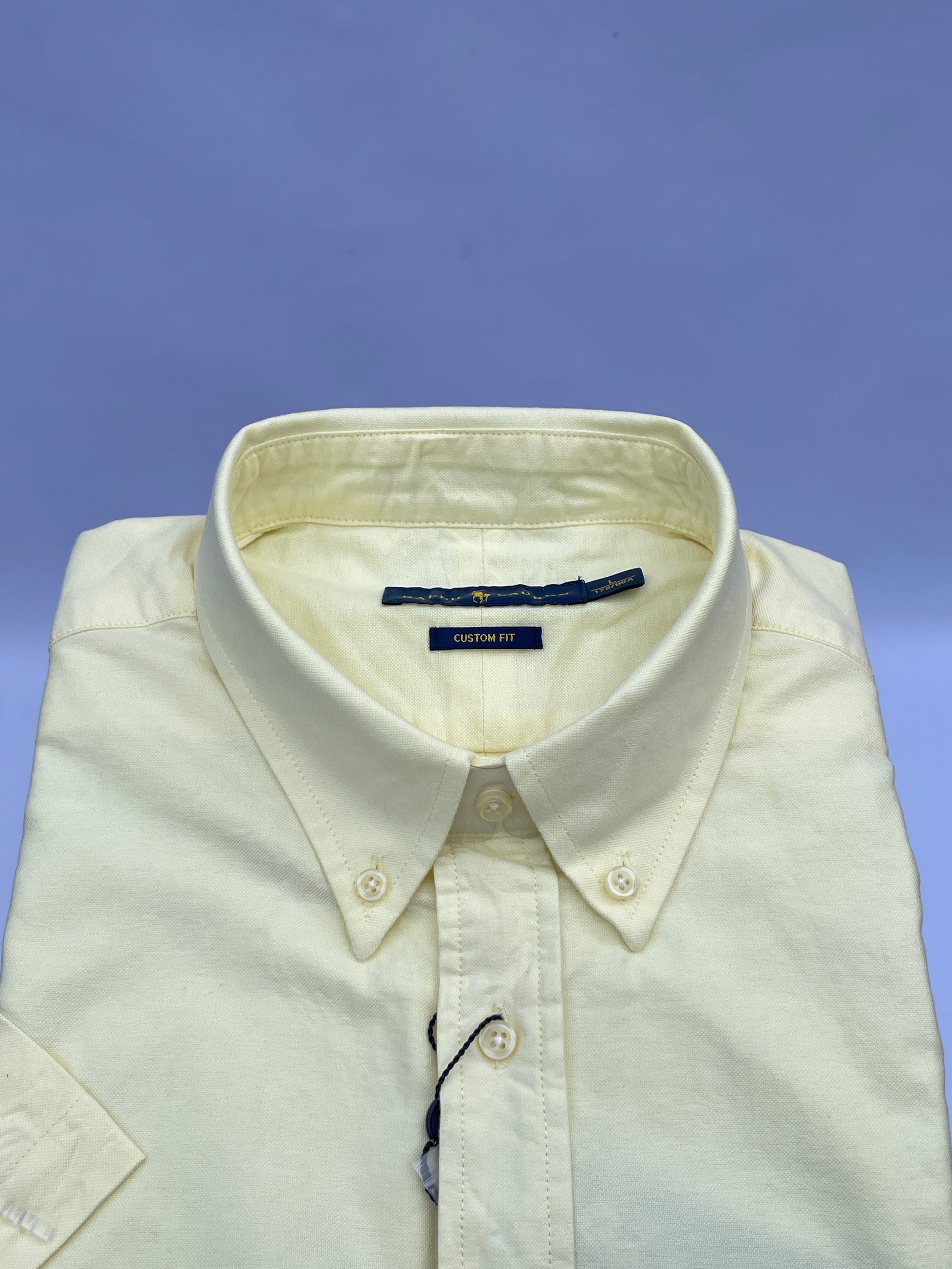Cream Yellow Short-Sleeve Cotton Shirt