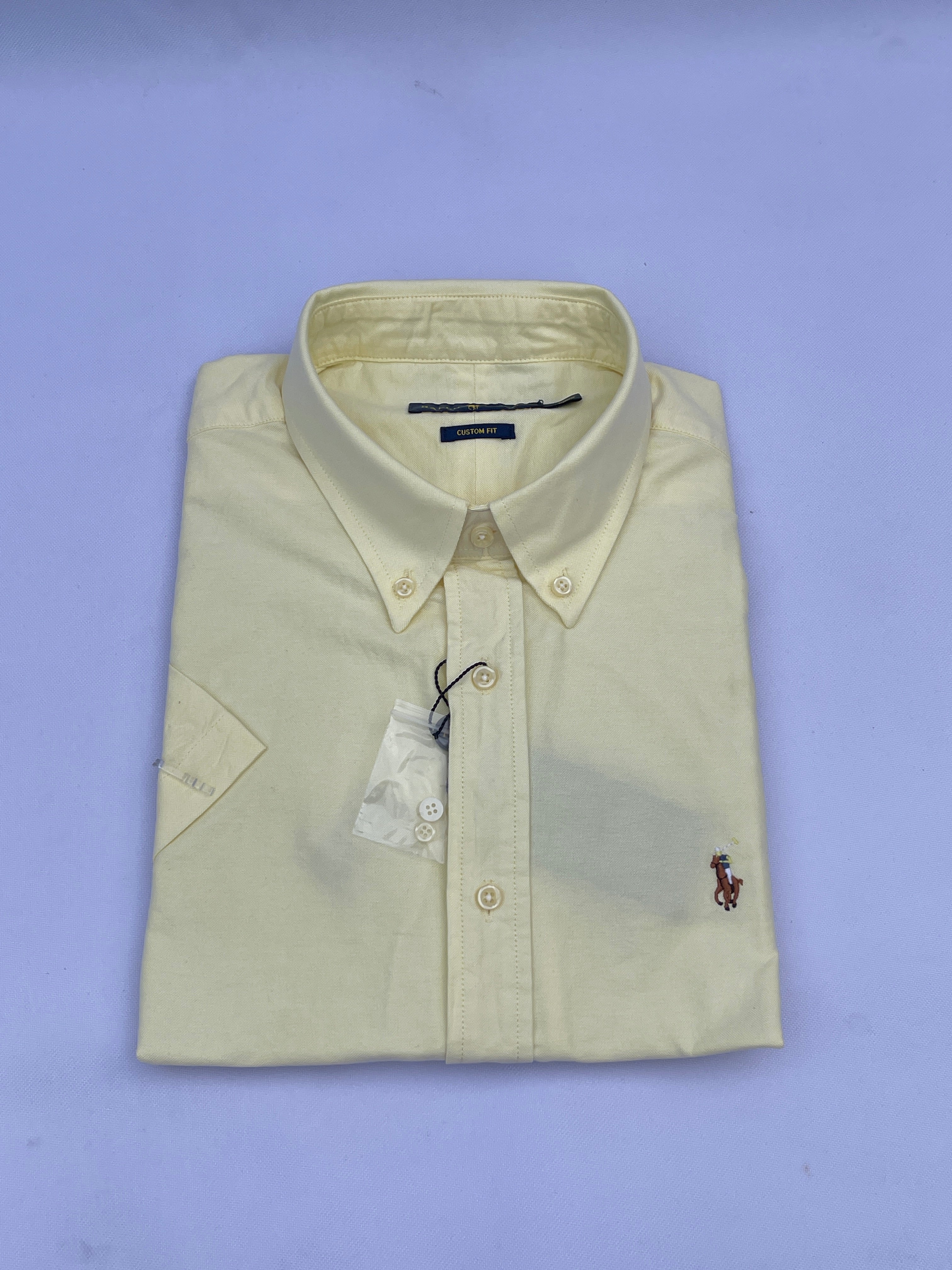 Cream Yellow Short-Sleeve Cotton Shirt