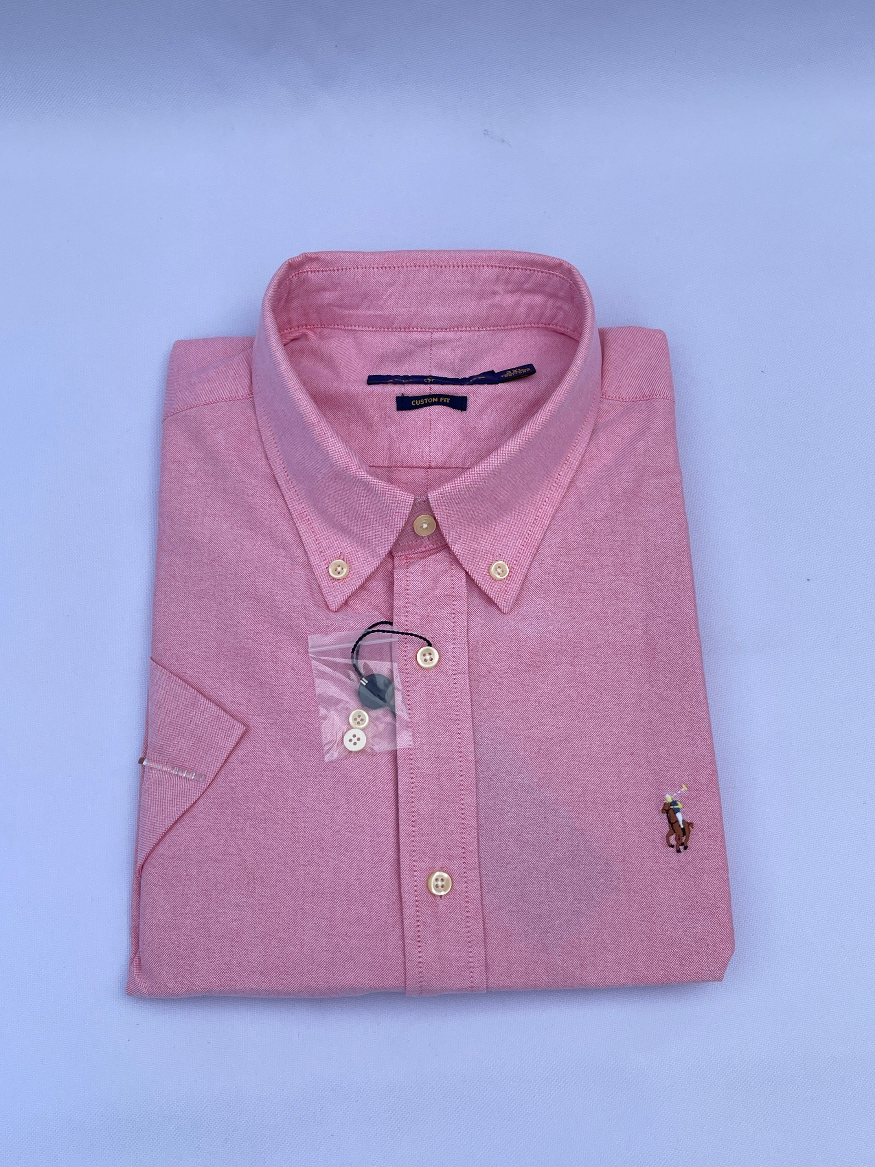 Coral Pink Short-Sleeve Cotton Shirt