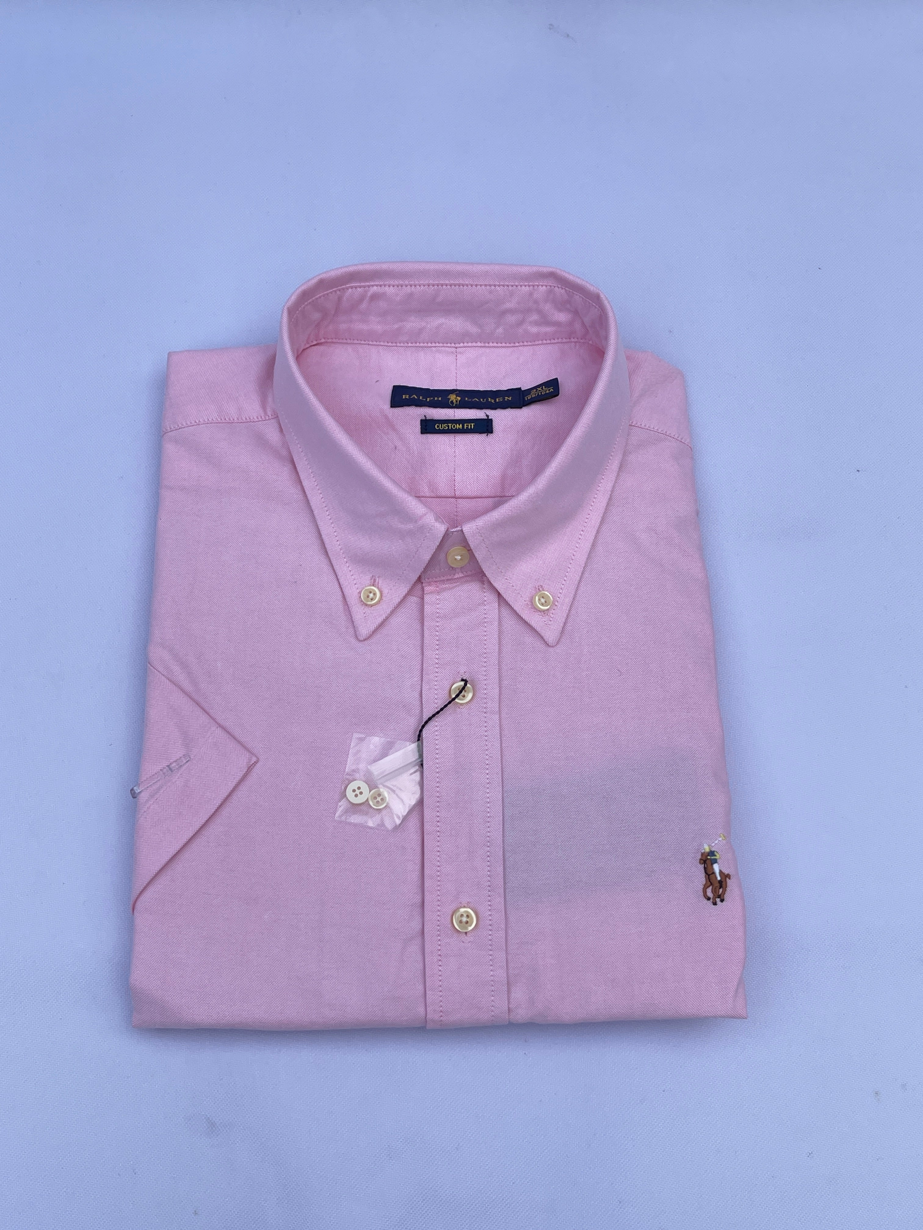 Baby Pink Short-Sleeve Cotton Shirt