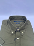Olive Green Short-Sleeve Cotton Shirt