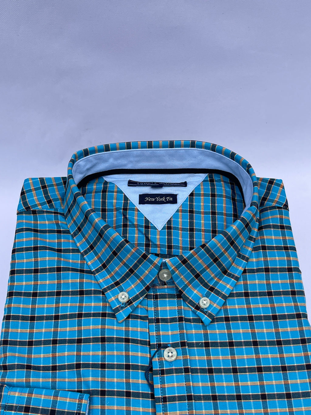 Ocean Blue Checkered Dress Shirt