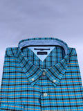 Ocean Blue Checkered Dress Shirt