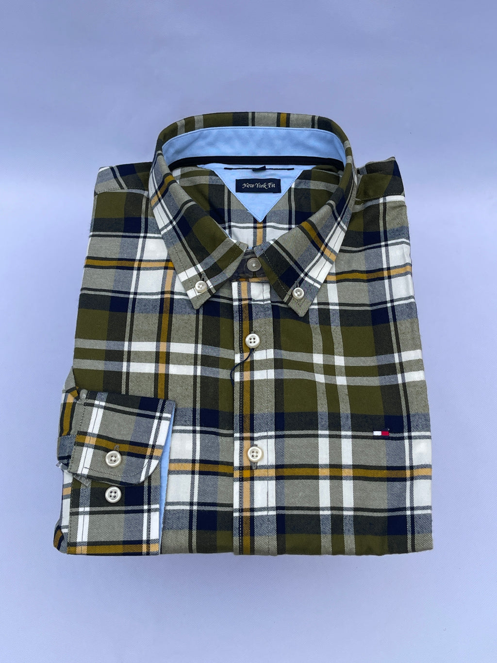 Olive Gold Tartan Button-Down