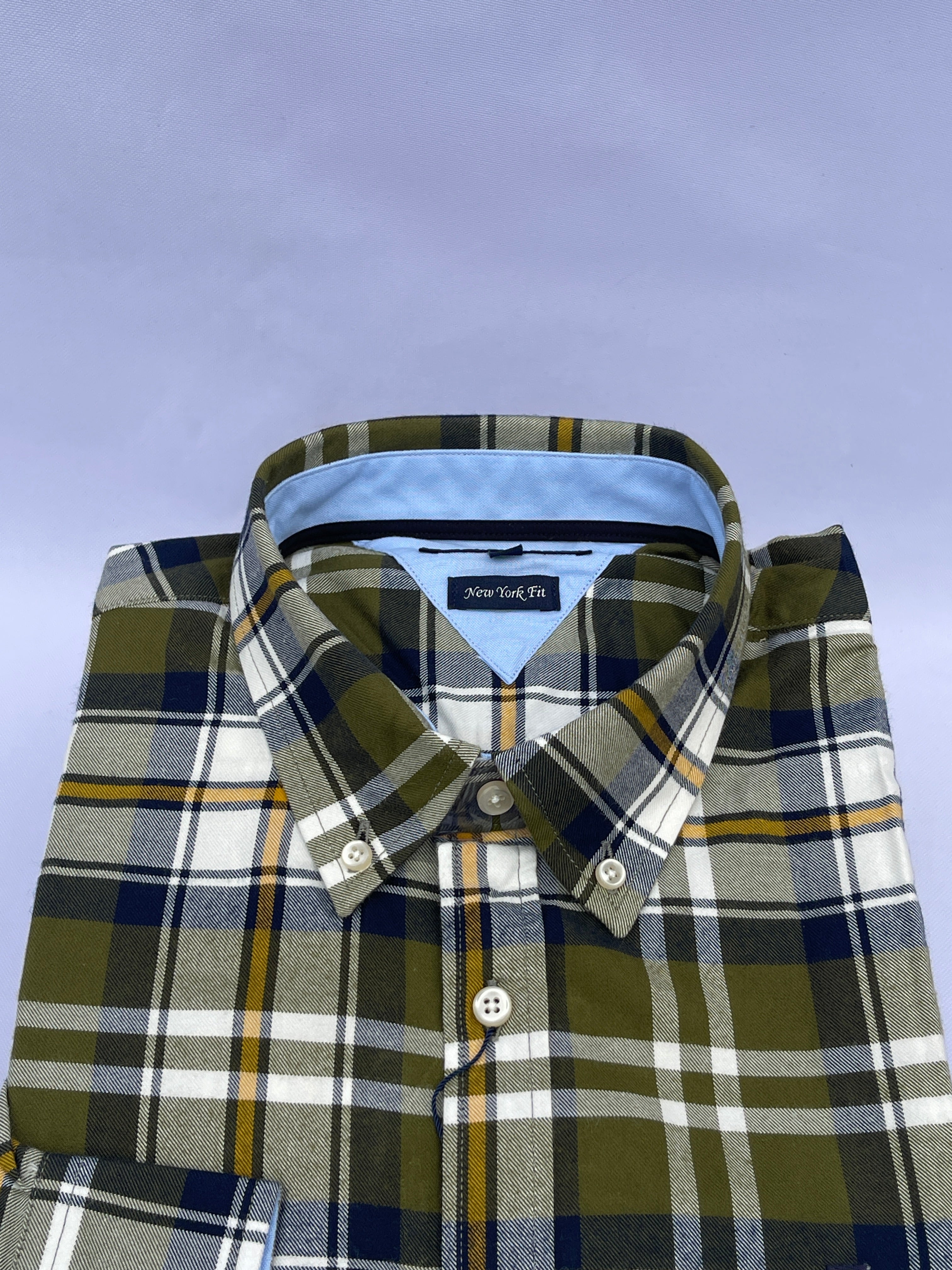 Olive Gold Tartan Button-Down