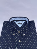 Navy Micro-Print Button-Down Shirt