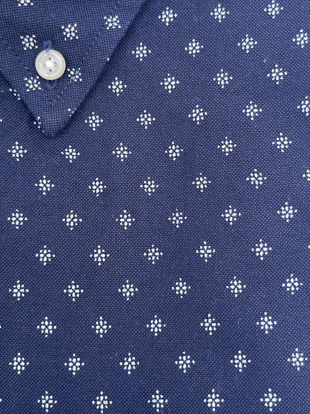 Navy Micro-Print Button-Down Shirt