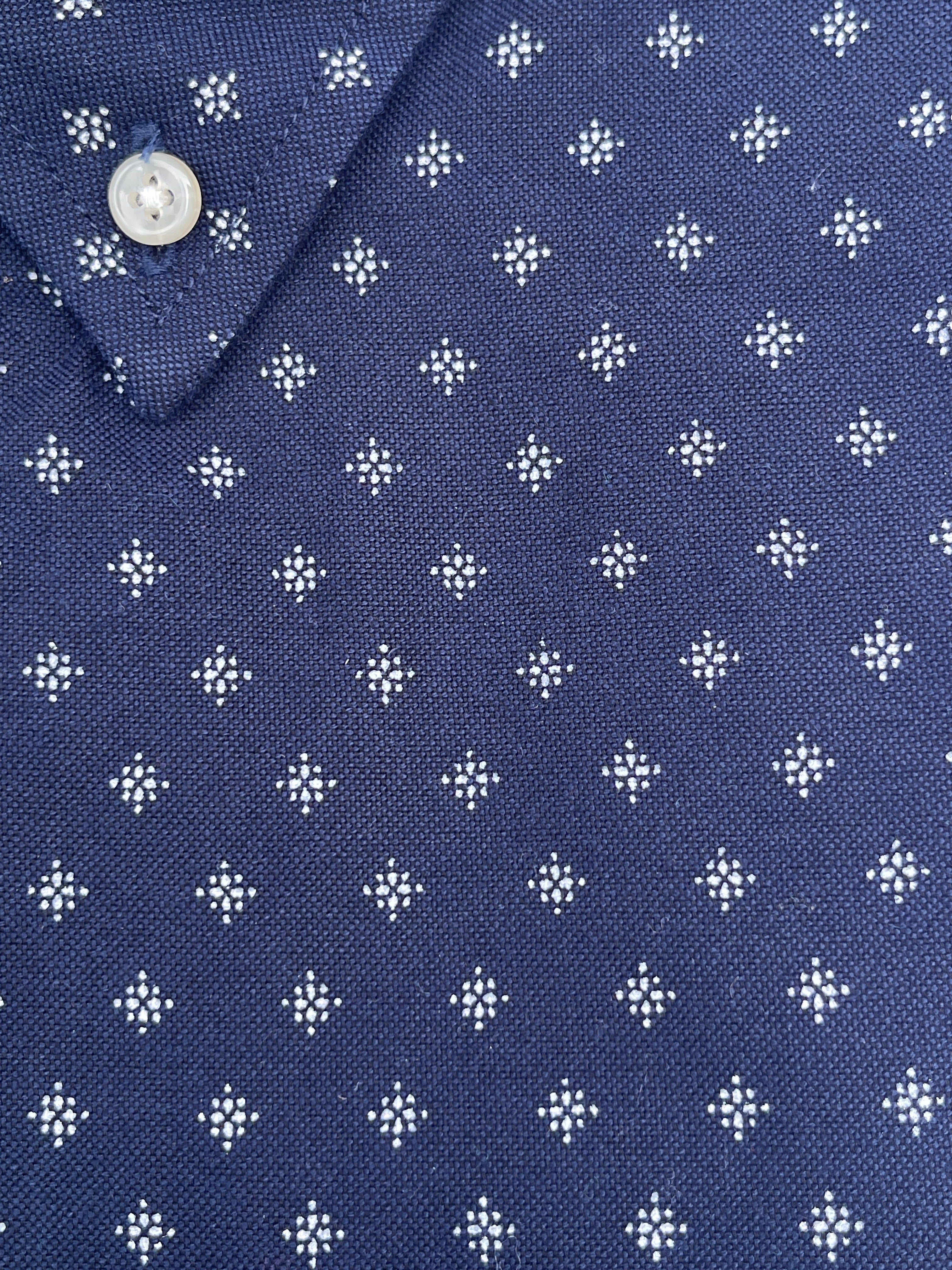 Navy Micro-Print Button-Down Shirt