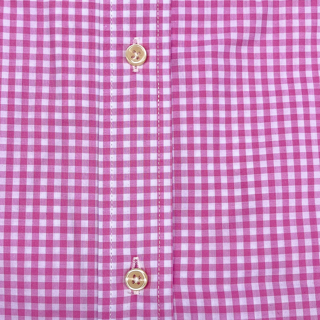 Pink Gingham Check Long Sleeve Shirt