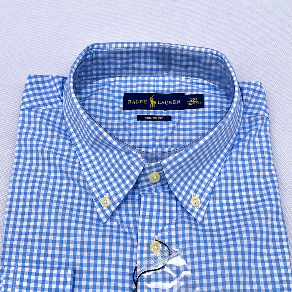 Blue Gingham Check Long Sleeve Shirt