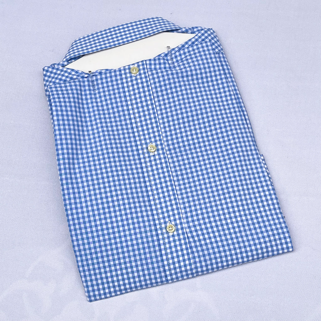 Blue Gingham Check Long Sleeve Shirt