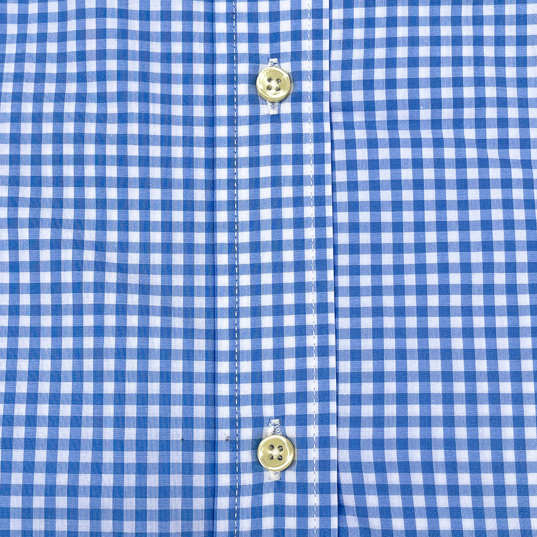 Blue Gingham Check Long Sleeve Shirt