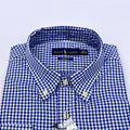 Navy Gingham Check Long Sleeve Shirt