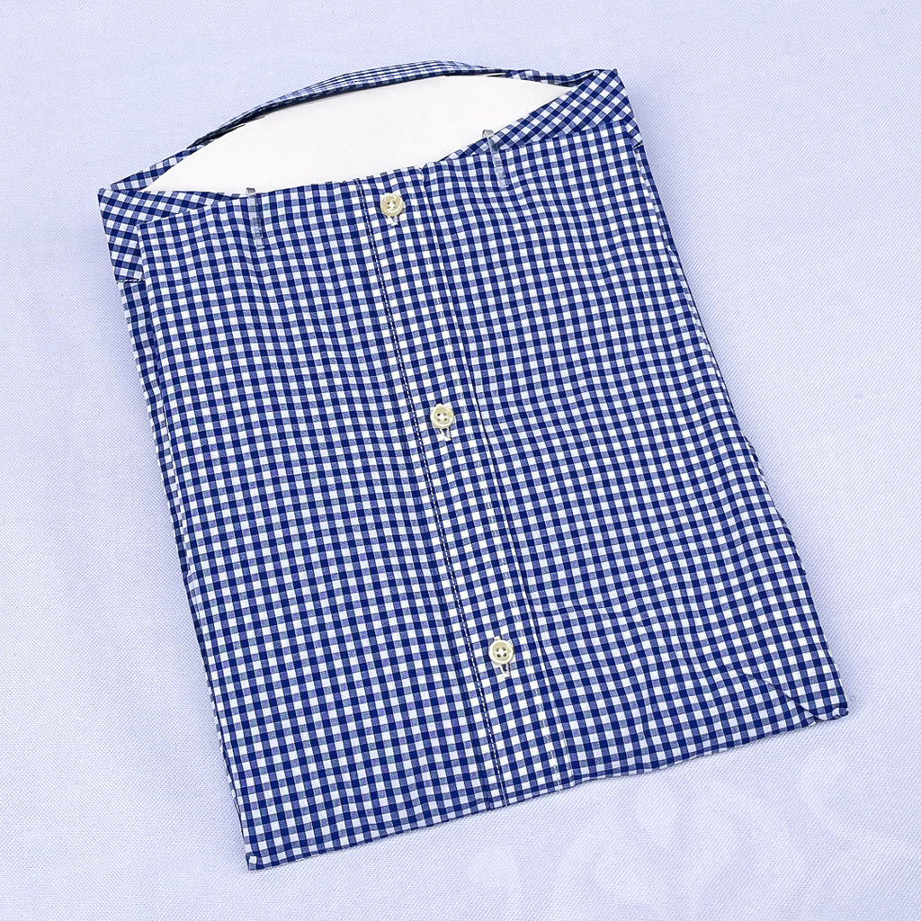 Navy Gingham Check Long Sleeve Shirt