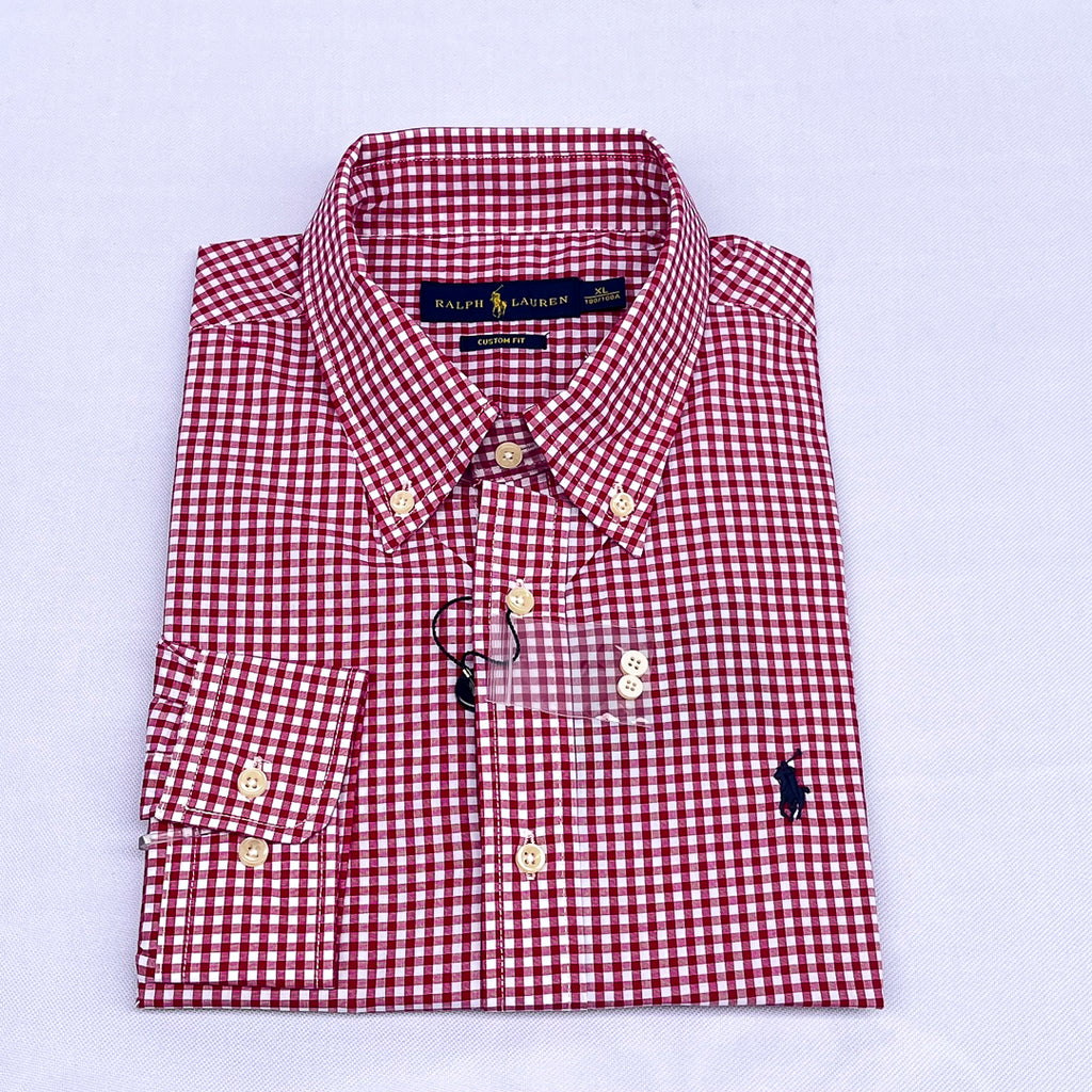 Red Gingham Check Long Sleeve Shirt