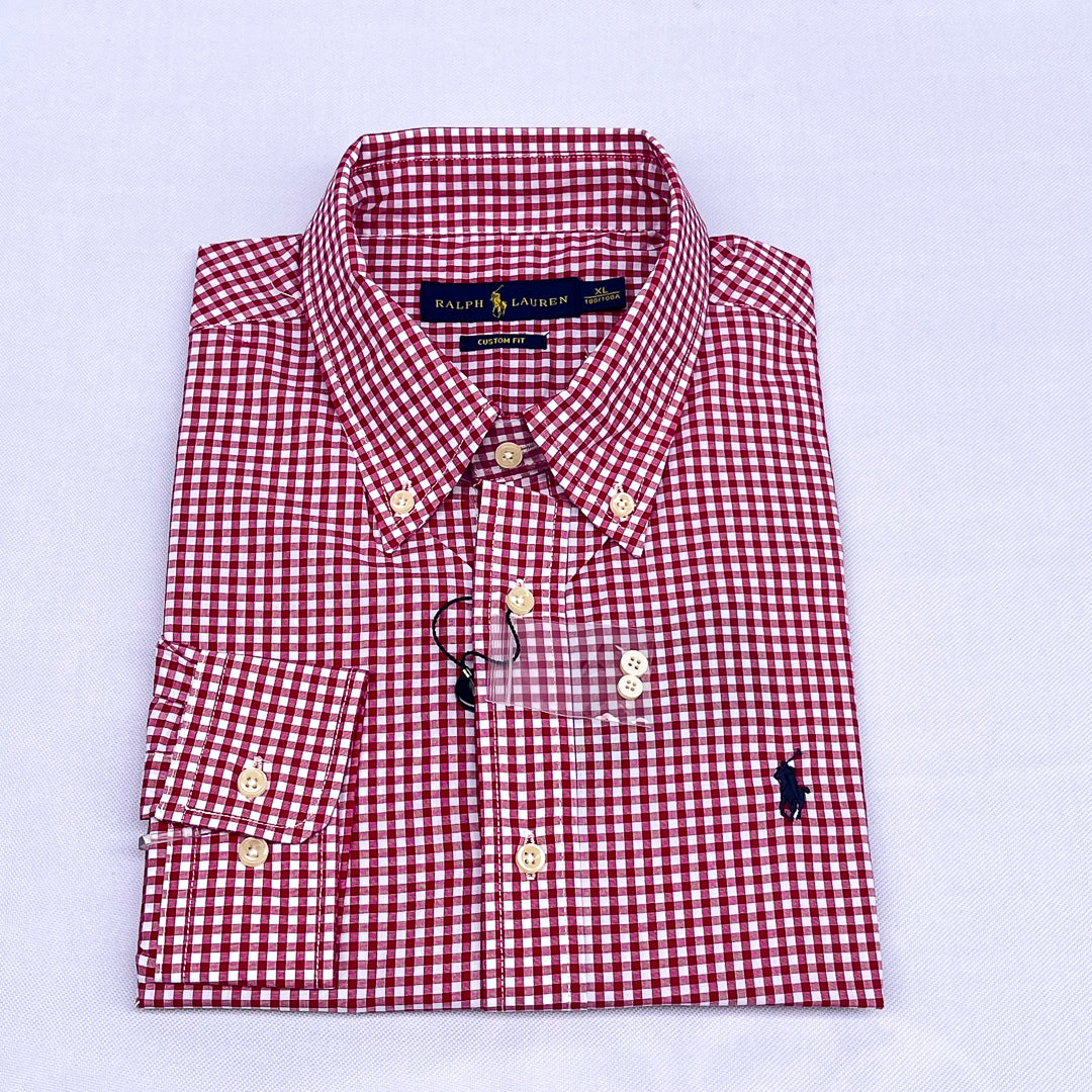 Red Gingham Check Long Sleeve Shirt