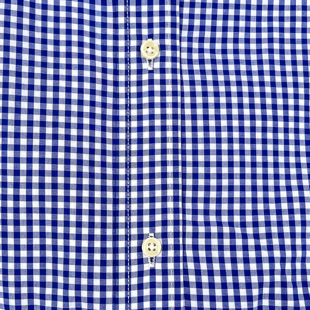 Navy Gingham Check Long Sleeve Shirt