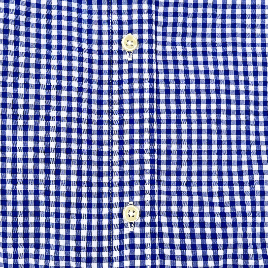 Navy Gingham Check Long Sleeve Shirt