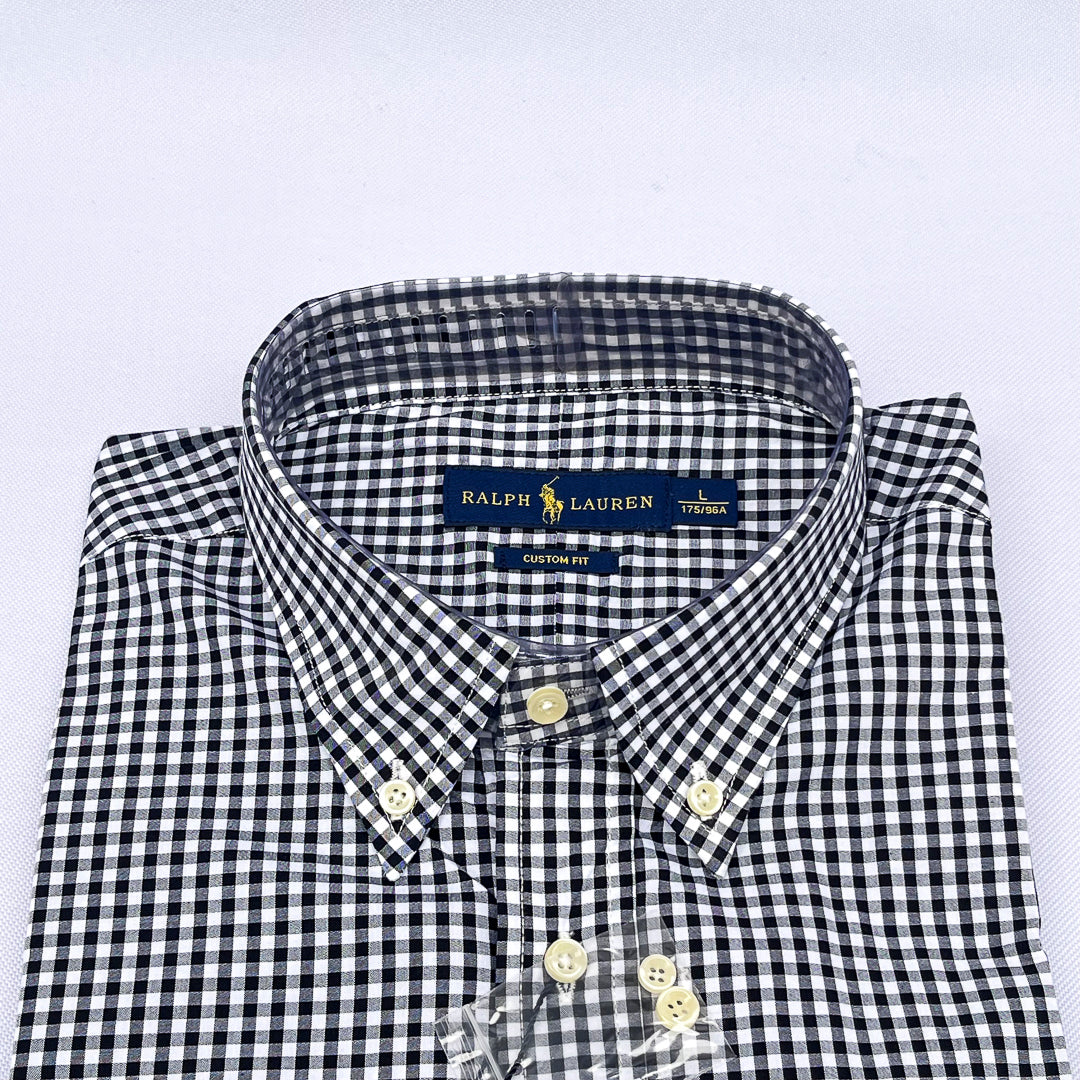 Black Gingham Check Long Sleeve Shirt