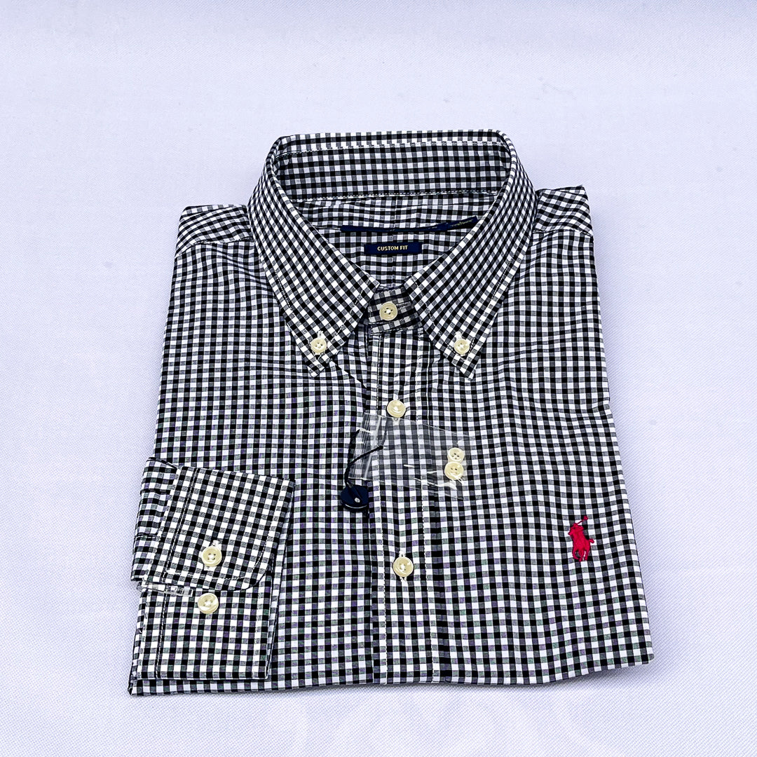 Black Gingham Check Long Sleeve Shirt