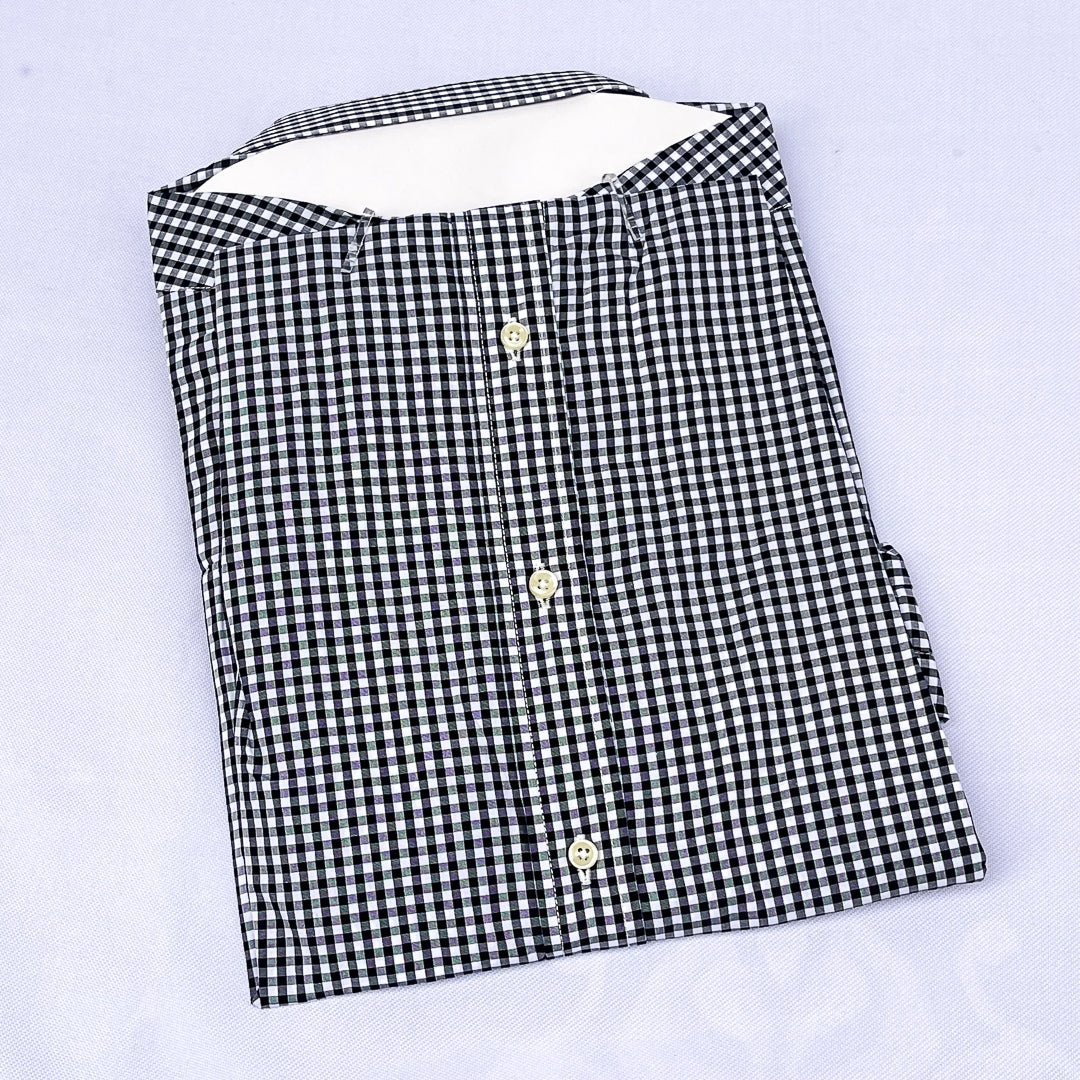 Black Gingham Check Long Sleeve Shirt