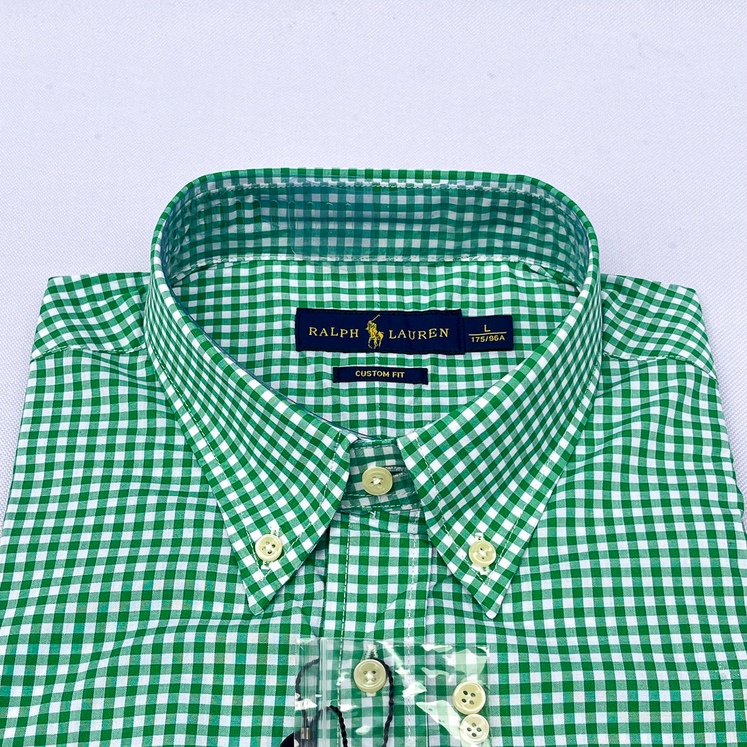 Green Gingham Check Long Sleeve Shirt