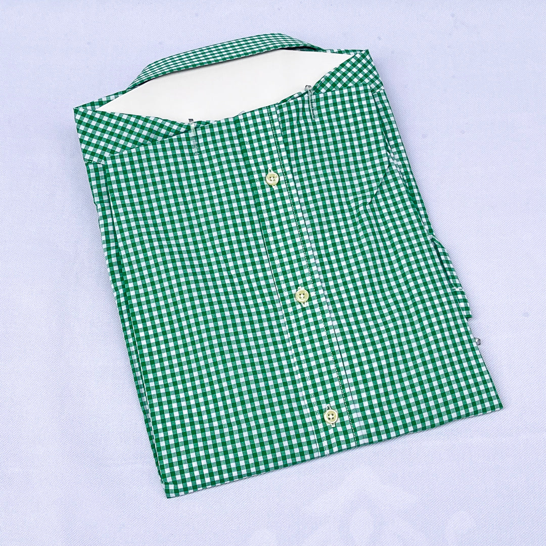 Green Gingham Check Long Sleeve Shirt