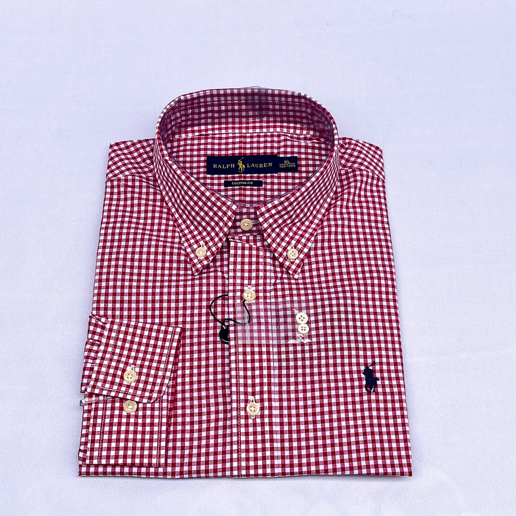 Red Gingham Check Long Sleeve Shirt