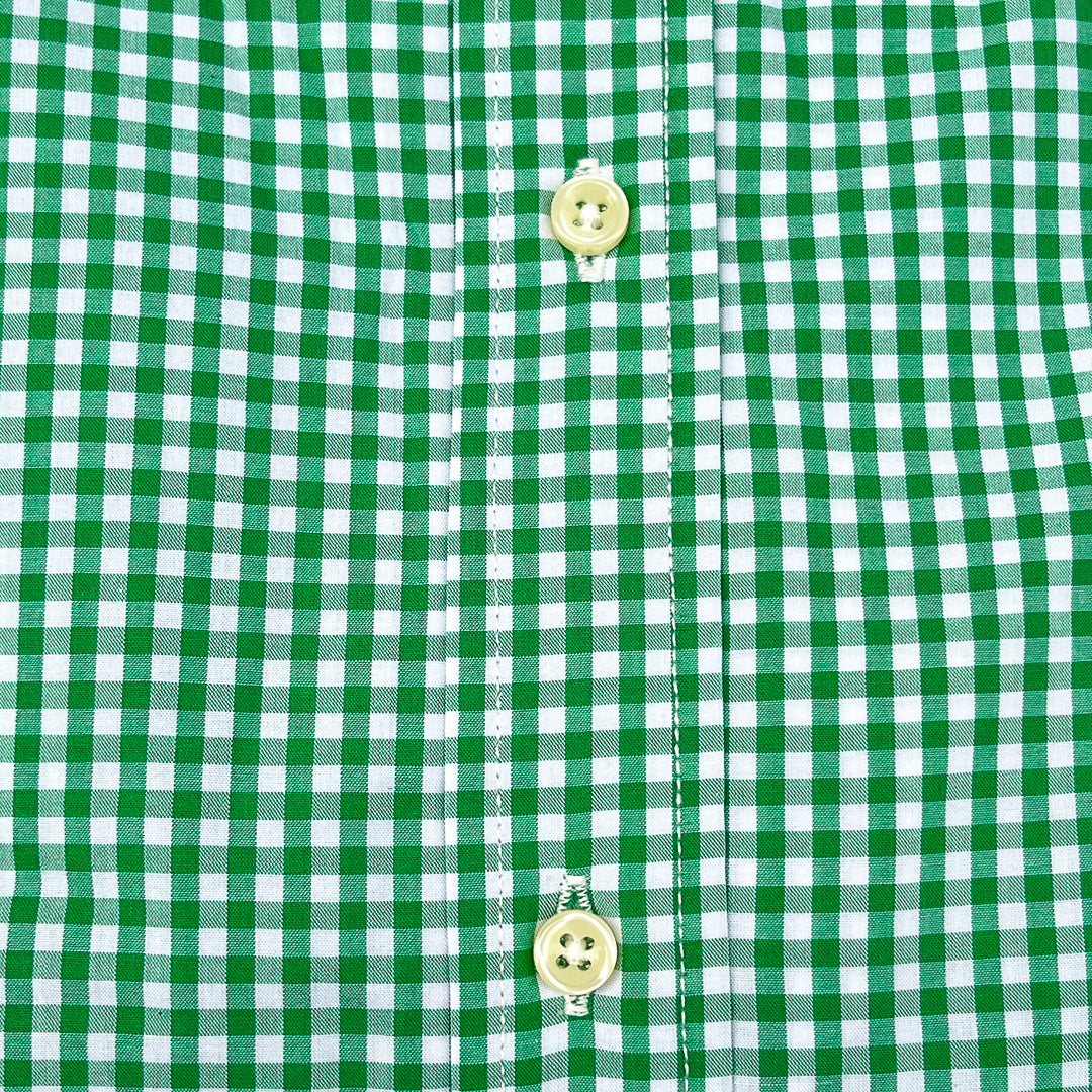 Green Gingham Check Long Sleeve Shirt