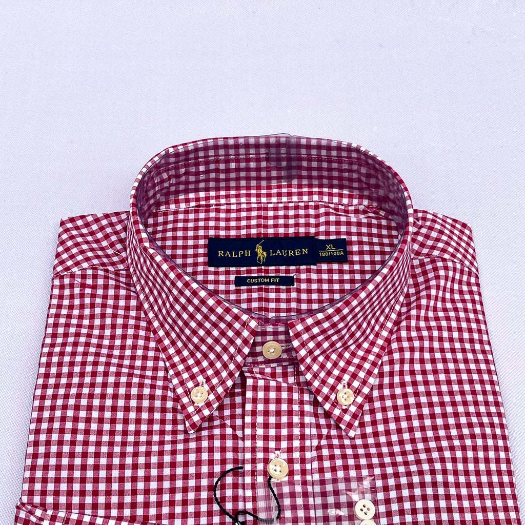 Red Gingham Check Long Sleeve Shirt