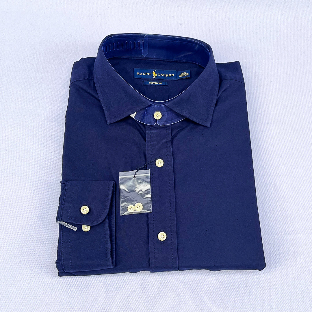 Plain Navy Blue Long Sleeve Shirt