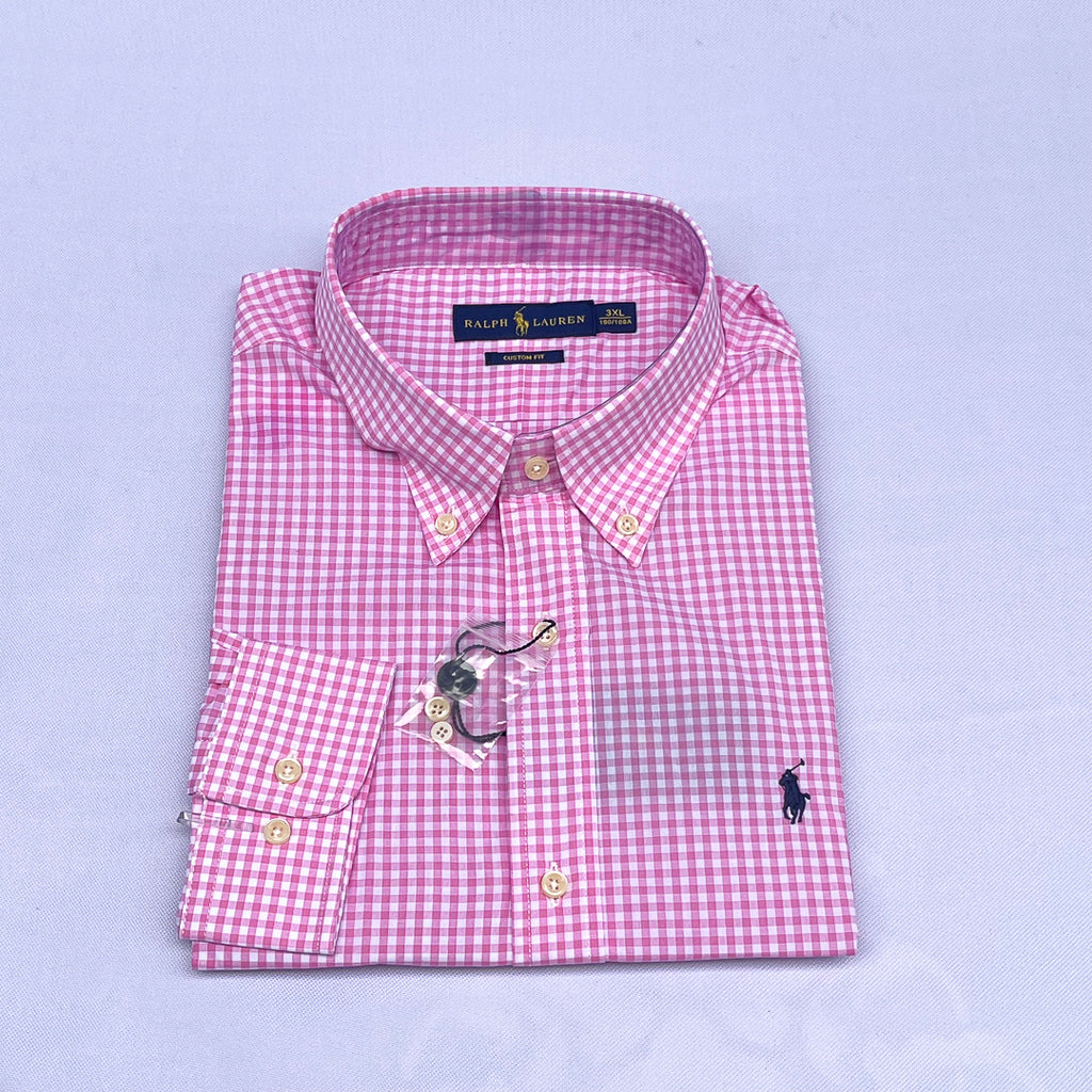 Pink Gingham Check Long Sleeve Shirt