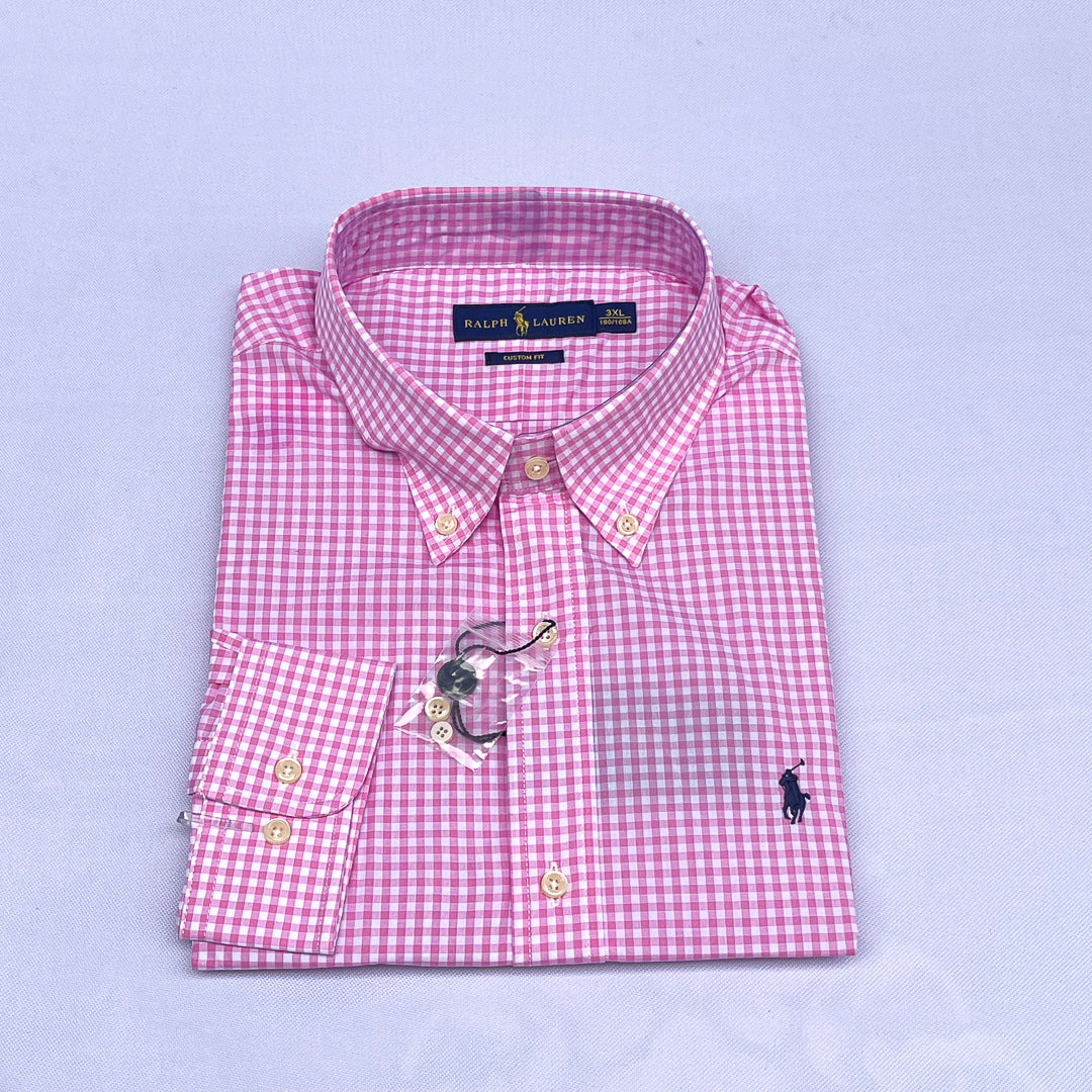 Pink Gingham Check Long Sleeve Shirt