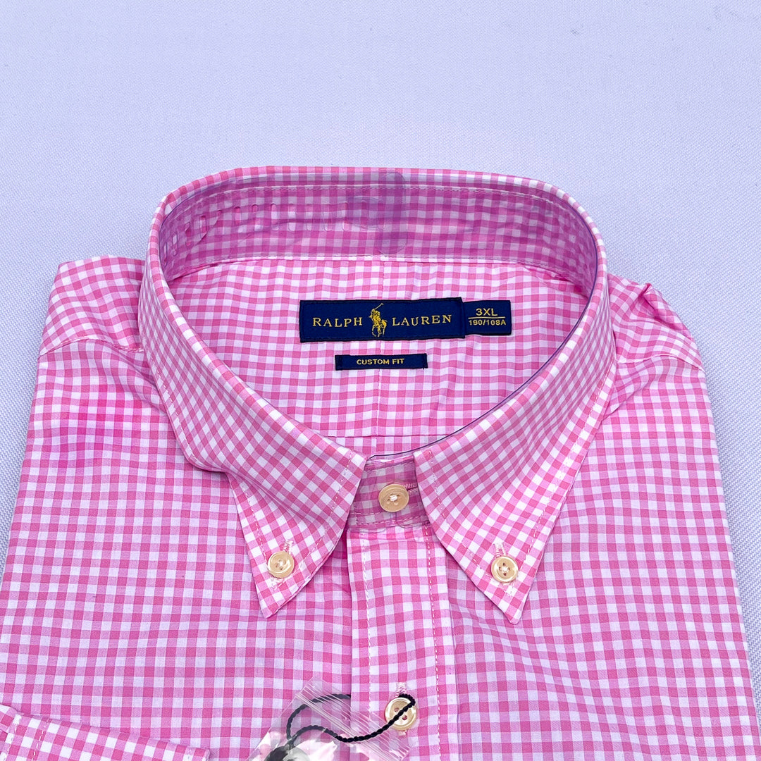 Pink Gingham Check Long Sleeve Shirt