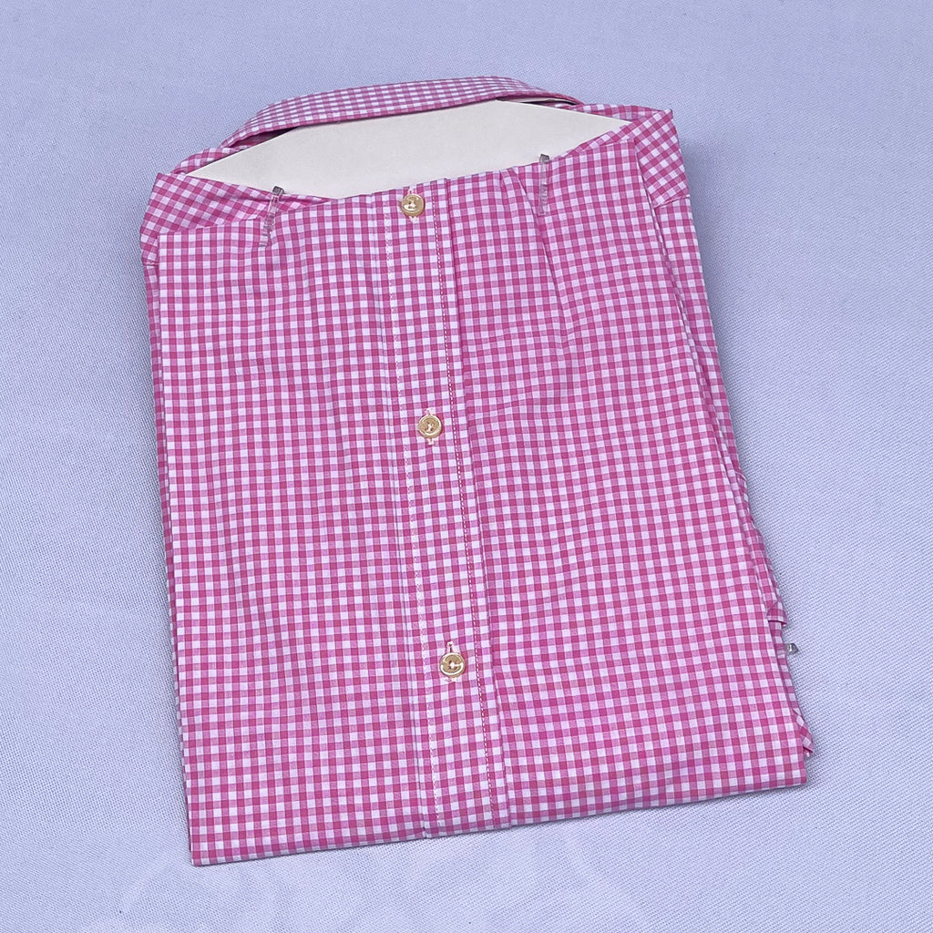 Pink Gingham Check Long Sleeve Shirt