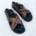 Atlas Cross-Strap Back-Strap Leather Sandal – Dark Brown