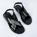 Aurelio Perforated Patent Cross Sandal – Black