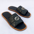 Embossed Single-Strap Slides - Black
