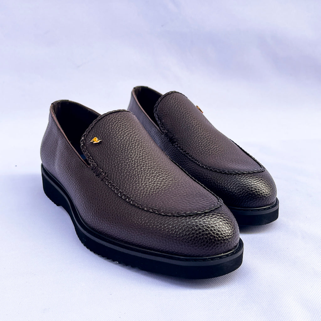 Verona Braided-Stitch Leather Loafer – Light Brown