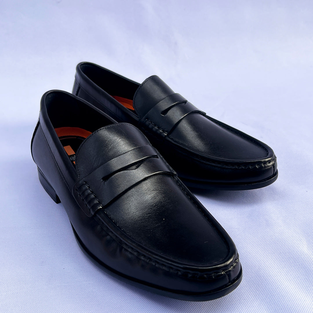 Admiral Leather Penny Loafer – Black