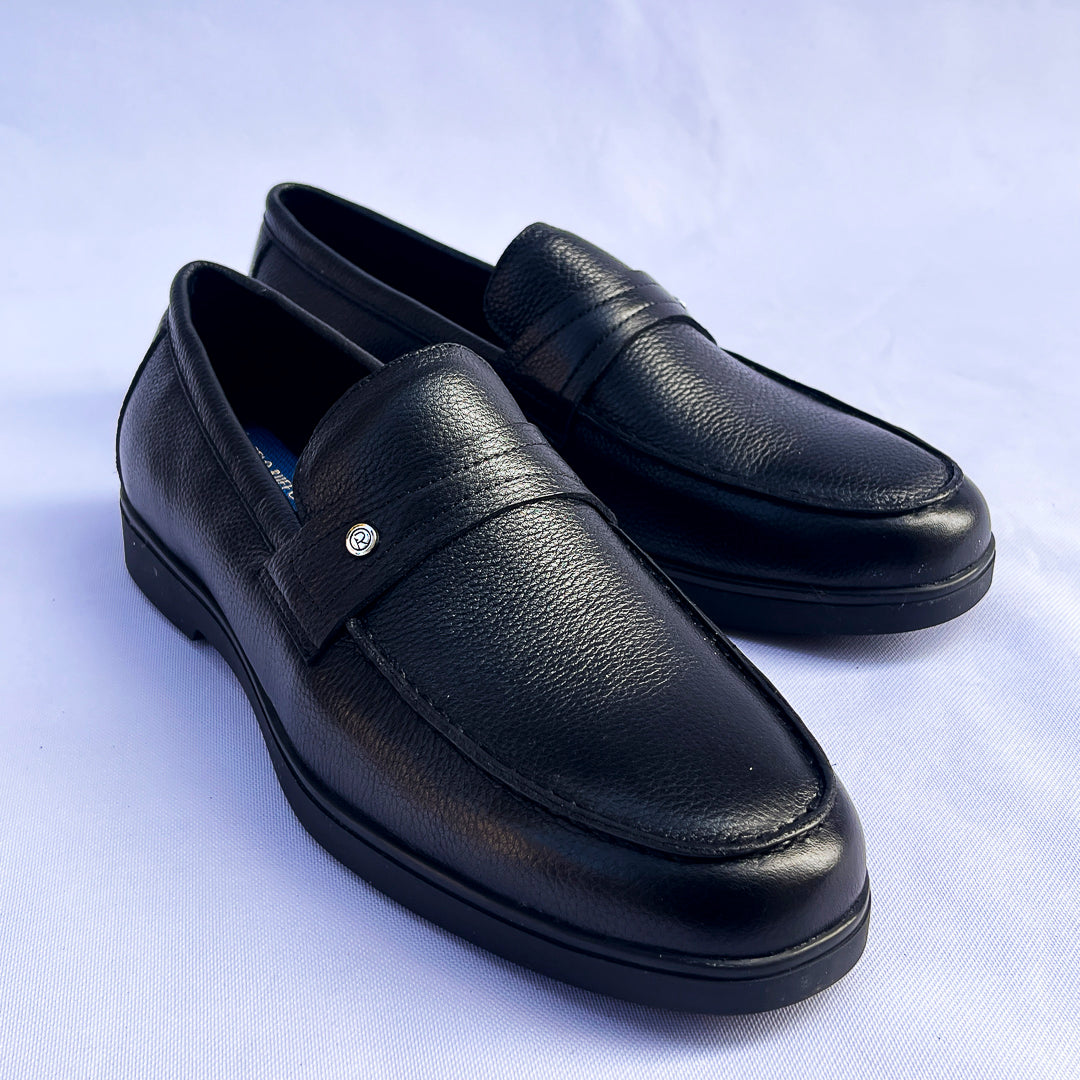Sterling Button-Strap Leather Loafer – Black