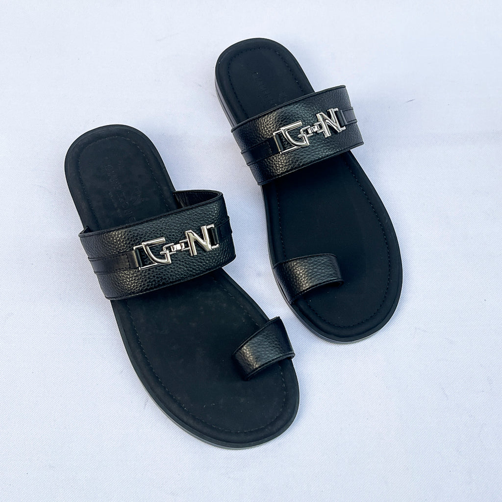 Capitano Bit Toe-Loop Leather Slide – Black